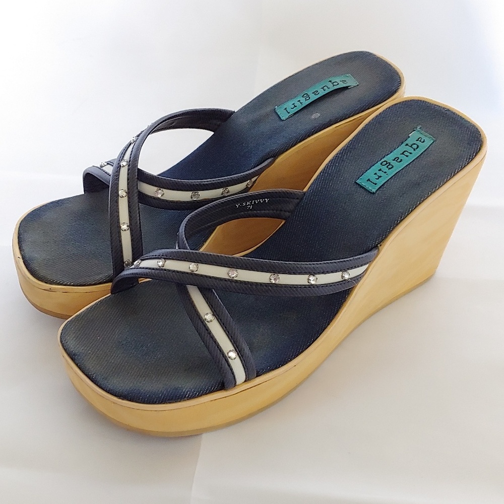 Aquagirl Blue Denim Wedges